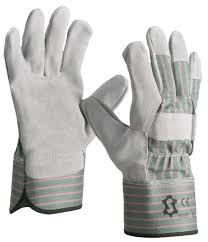 [999-100698-10] 1015T rundssplitleder, naturel, gevoerd, rug/kap groen, EN 388 3143 - AFNAME IN 1 KEER, maat 10